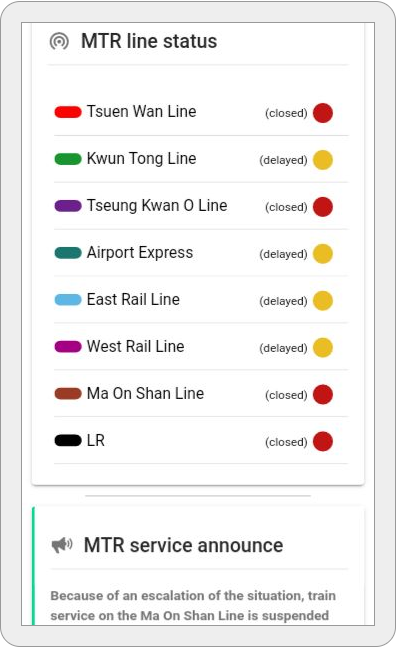 hksafe app mtr status and announcements