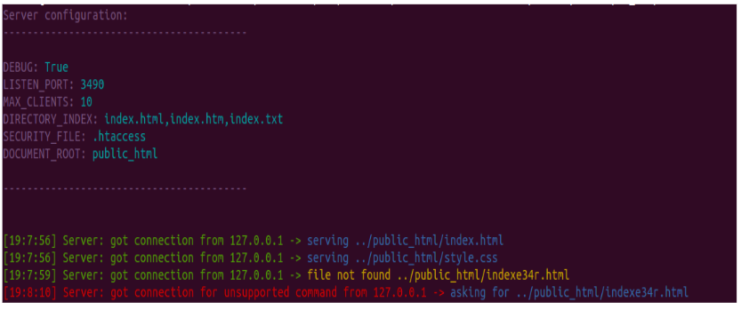 Simple HTTP socket server console